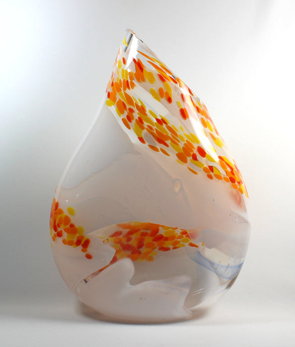 Clear Vase with White and Orange
