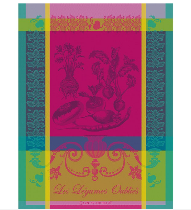 Jacquard Tea Towel - Legumes Oublies Fuchsia