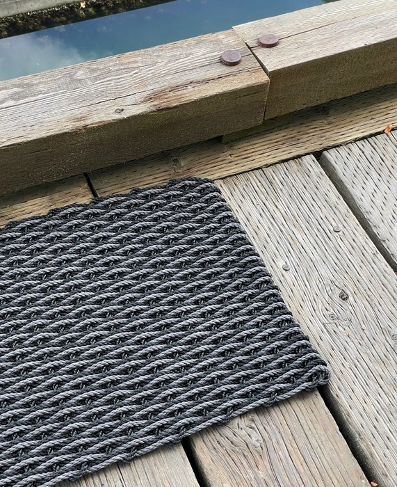 Two Tone Double Weave Rope Mat - Black with Slate Grey
