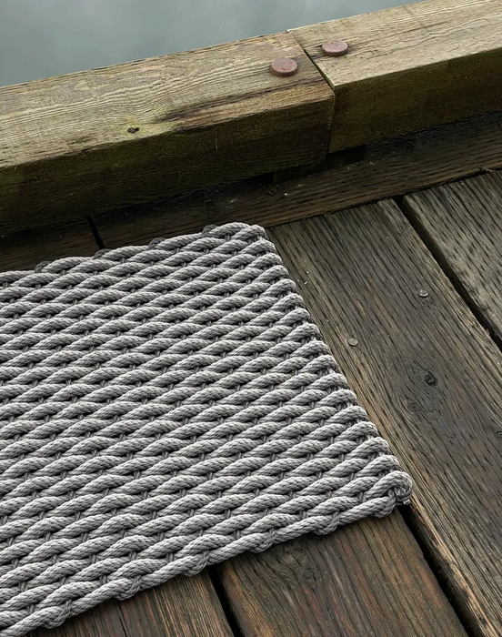 Two Tone Double Weave Rope Mat - Slate with Industrial Grey