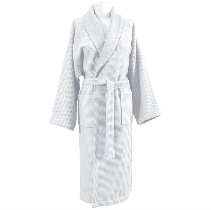 Talesma Waffle Terry Shawl Collar Robe - White