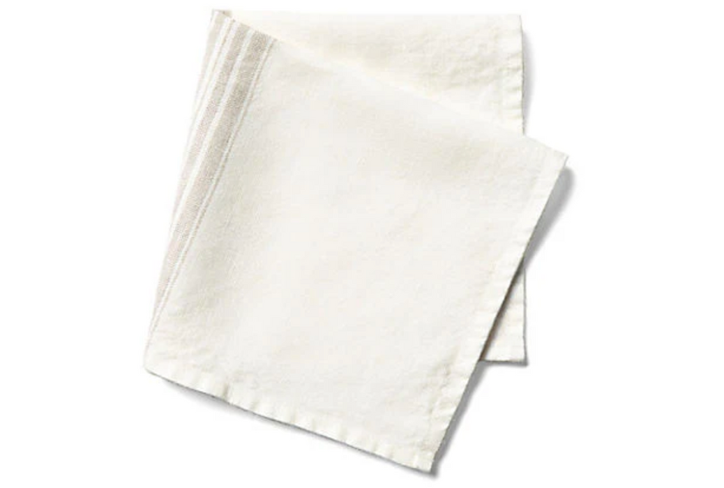 Linen Way Napkin - White with Taupe Stripes