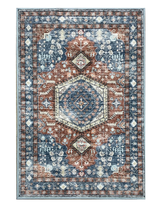 Burnt Orange/Blue Regalia Crystal Rug