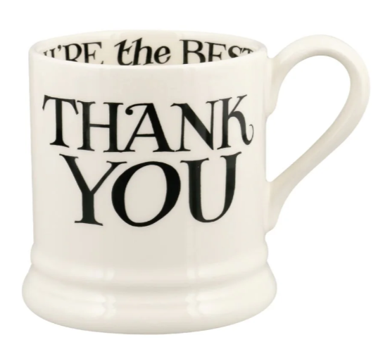 Black Toast Thank You 1/2 Pint Mug