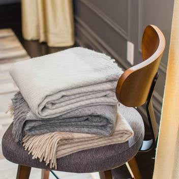 Throw Blanket Neutral Cashmere and Wool Blend 4 x 6 size Made in Europe