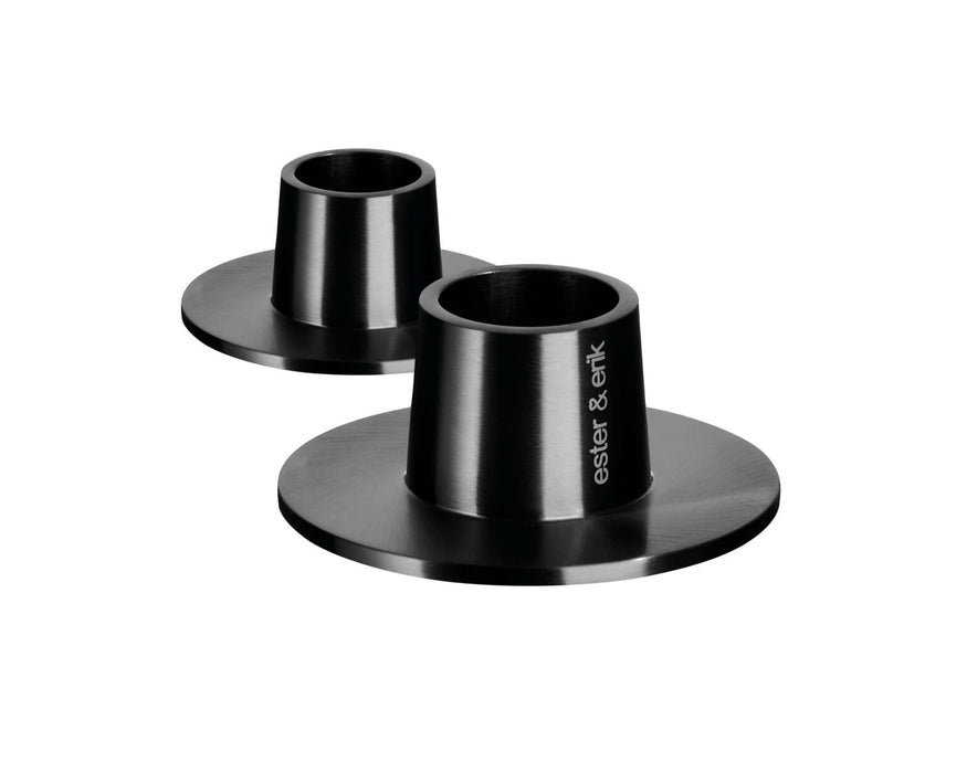 Matt Black Medium Candle Holders - 2 pcs.