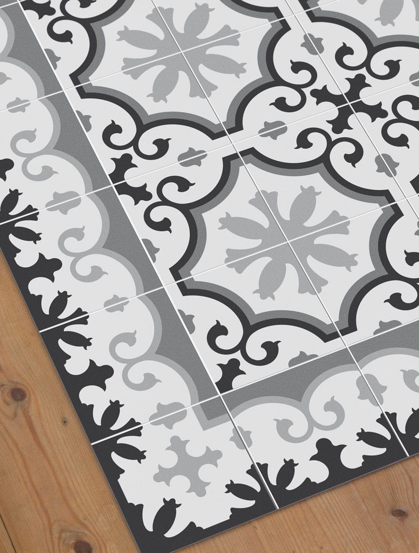 vinyl rug made in Barcelona to look like tile formation 