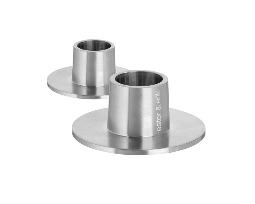 Matt Silver Medium Candle Holders - 2 pcs.