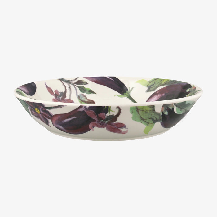 Vegetable Garden Aubergine & Flowers Medium Pasta Bowl