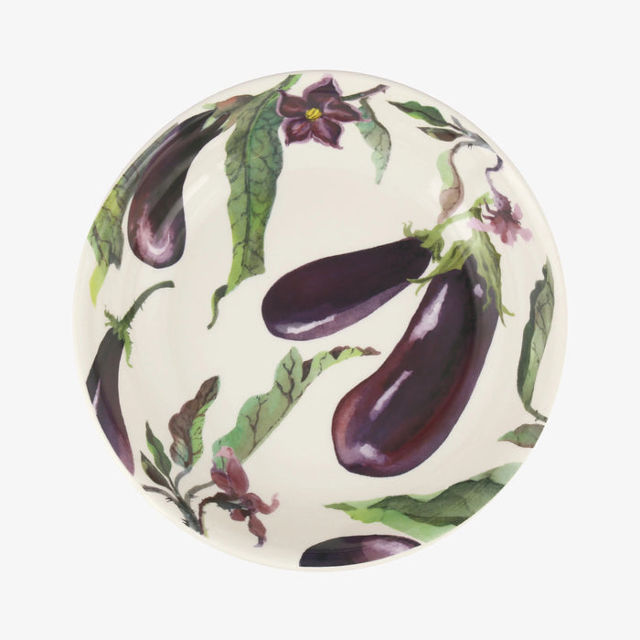 Vegetable Garden Aubergine & Flowers Medium Pasta Bowl