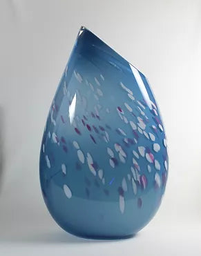 White and Pink on Blue Vase