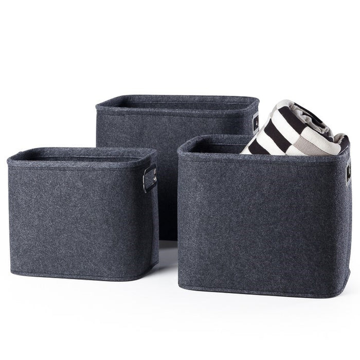 Urban Felt 3 Piece Large Storage Totes Dark Grey