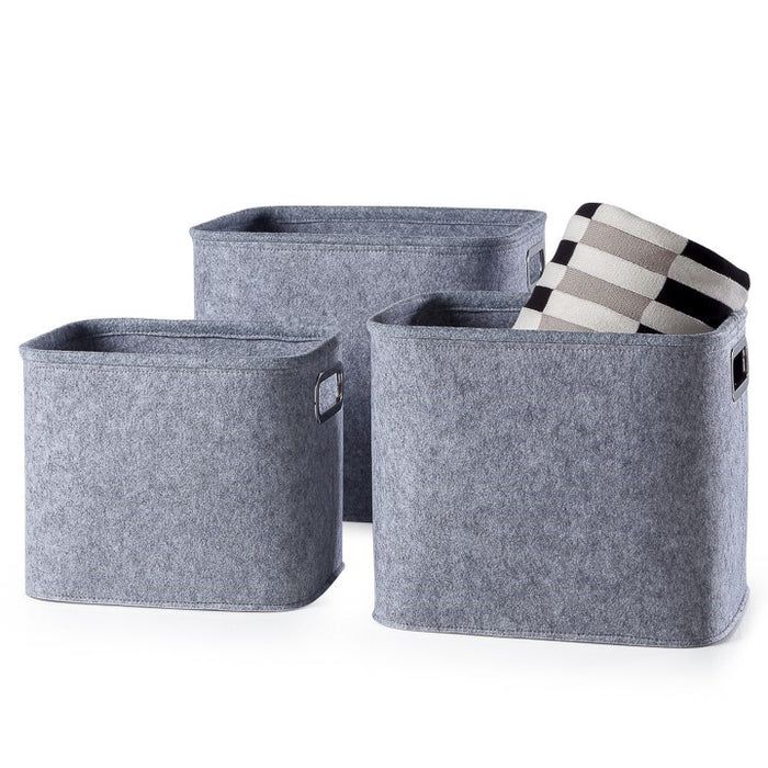 Urban Felt 3 Piece Large Storage Tote Light Grey